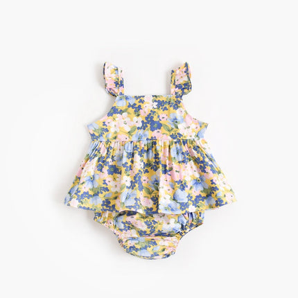 Baby Girl Floral Print Sleeveless Tops Combo Shorts Sets In Summer by MyKids-USA™