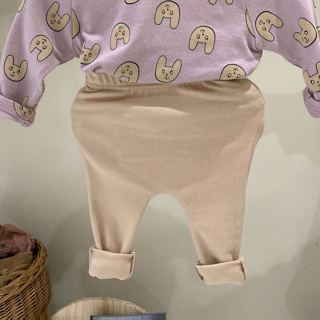 Baby 1pcs Cartoon Funny Cat Pattern Shirt Combo Solid Pants Tracksuit Sets by MyKids-USA™