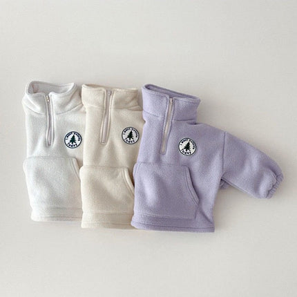Baby Solid Color Stand Collar Autumn Winter Thermal Hoodies Sets by MyKids-USA™