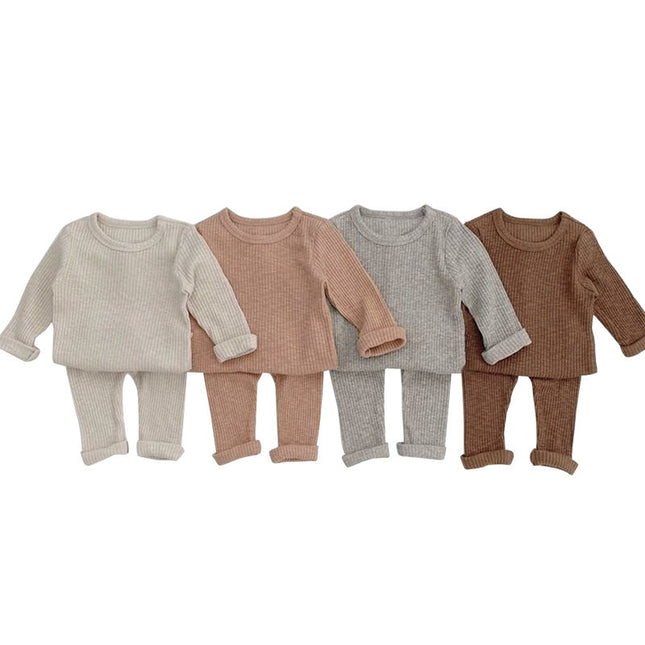Baby Solid Color Soft Cotton Pajamas Home Clothes Sets by MyKids-USA™