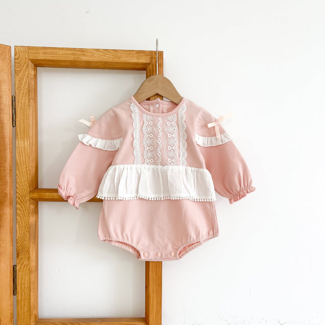 Baby Girl Round Collar Long-Sleeved Solid Combo Hollow-Out Design by MyKids-USA™
