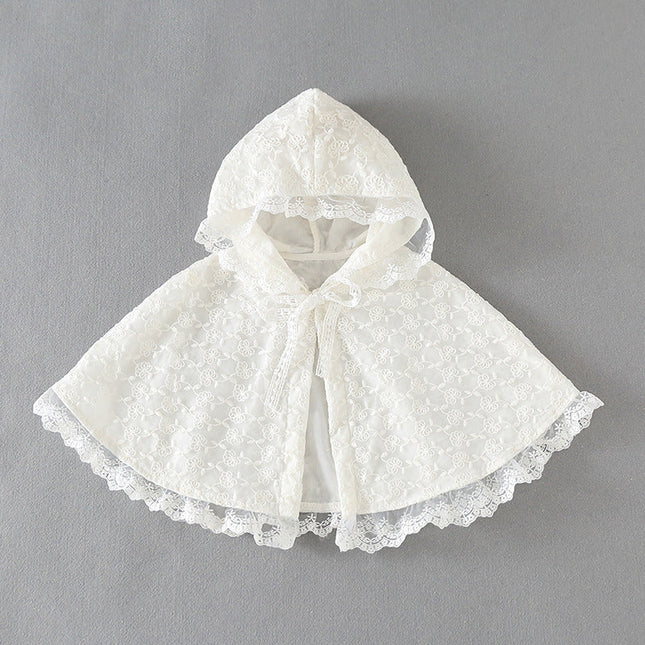 Kids Mesh Overlay Design Belted Bow Tie Shawls With Ruffle Hat by MyKids-USA™