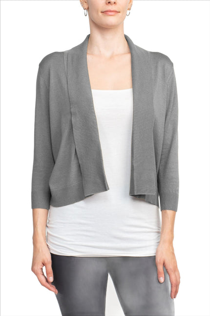 Esperanza Open Front 3/4 Sleeve Cropped Rayon Cardigan by Curated Brands