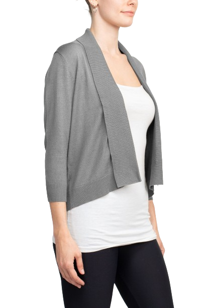 Esperanza Open Front 3/4 Sleeve Cropped Rayon Cardigan by Curated Brands