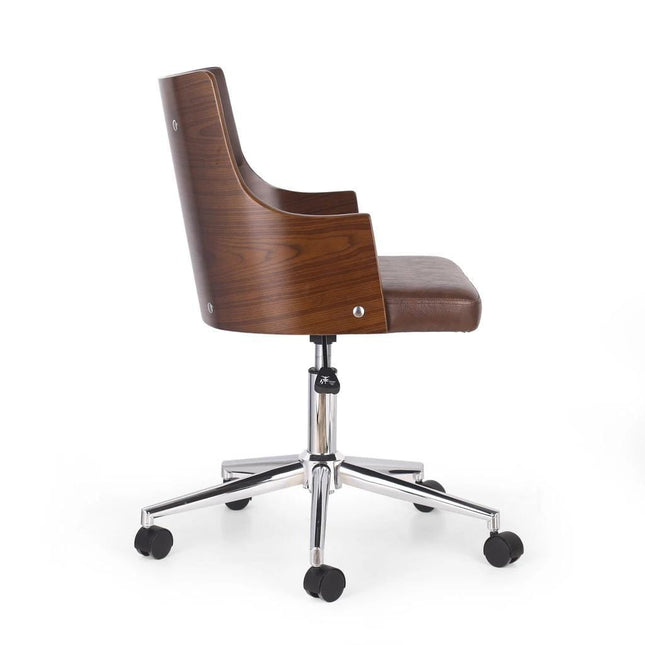 Rustic Mid-Century Modern Upholstered Swivel Office Chair by Plugsus Home Furniture