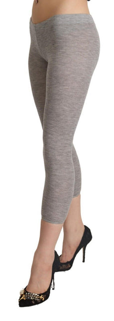 Ermanno Scervino Gray Modal Low Waist Cropped Leggings Slim Pants by Trendstack