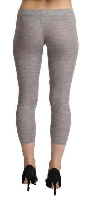 Ermanno Scervino Gray Modal Low Waist Cropped Leggings Slim Pants by Trendstack