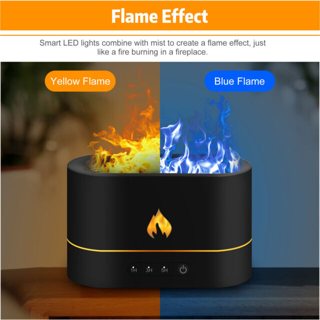 Flame Essential Oil Diffuser,  Air Humidifier, 250ml Aromatherapy Diffuser,  Night Light _mkpt4 #ns23 by Js House