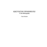Krzysztof Penderecki: A Bio-Bibliography