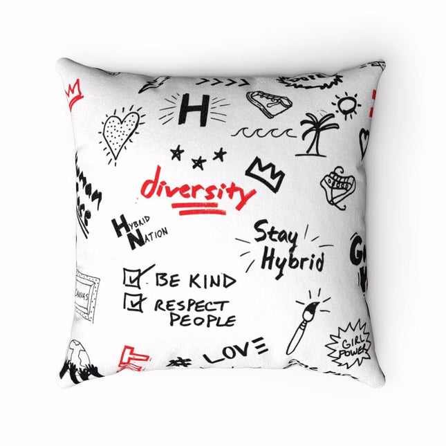 HYBRID NATION "SKETCH" FAUX SUEDE PILLOW by Hybrid Nation