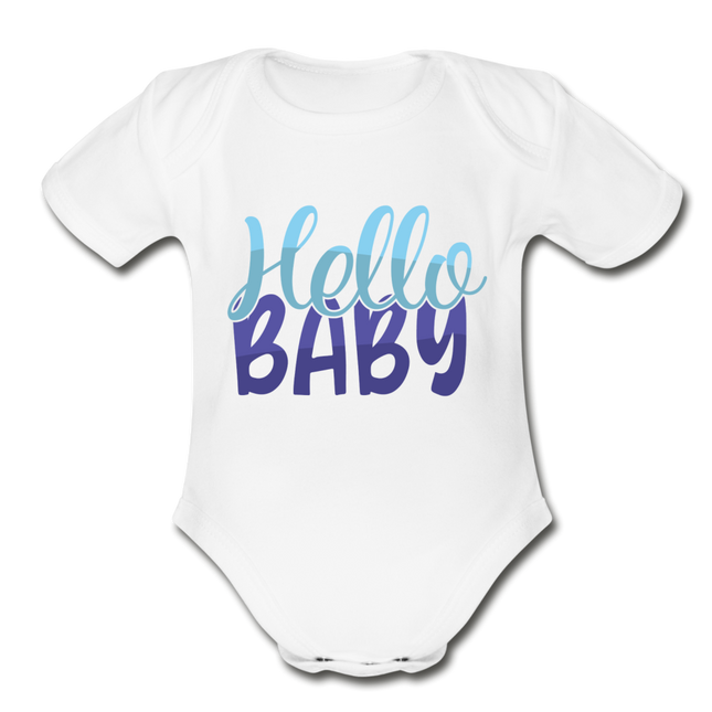 Hello Baby Short Sleeve Baby Bodysuit by Tshirt Unlimited