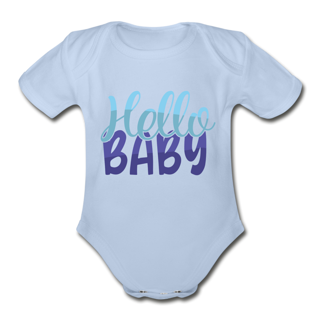Hello Baby Short Sleeve Baby Bodysuit by Tshirt Unlimited