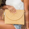 Straw Foldover Convertible Clutch - Vysn