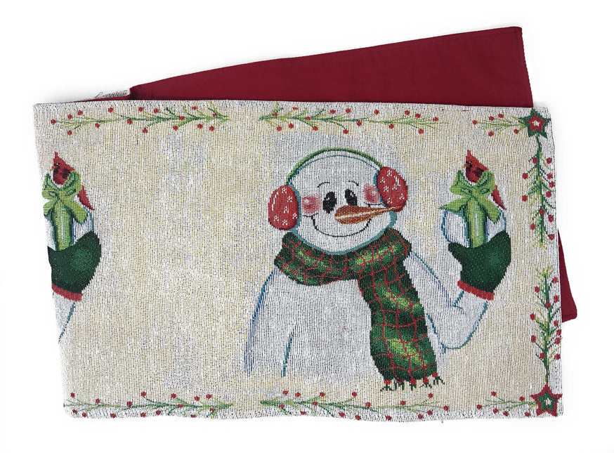 DaDa Bedding Set of 8 Pieces Magical Snowman Holiday Table Tapestry - 4 Placemats, 2 Table Runners, 2 Throw Pillow Covers (9733) by DaDa Bedding Collection