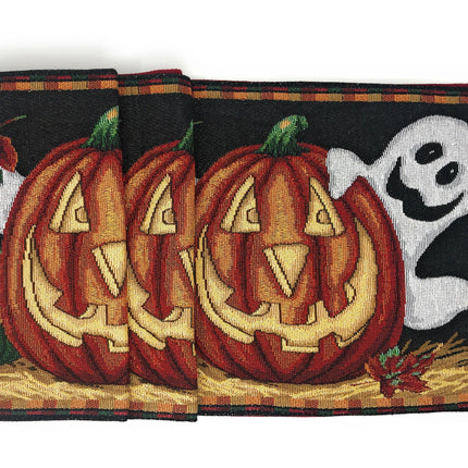 DaDa Bedding Halloween Pumpkins Table Runner, Harvest Orange Tapestry (12914) by DaDa Bedding Collection - Vysn
