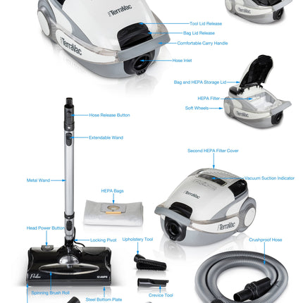 White 5 Speed Prolux TerraVac Vacuum Cleaner with Sealed HEPA Filter by Prolux Cleaners