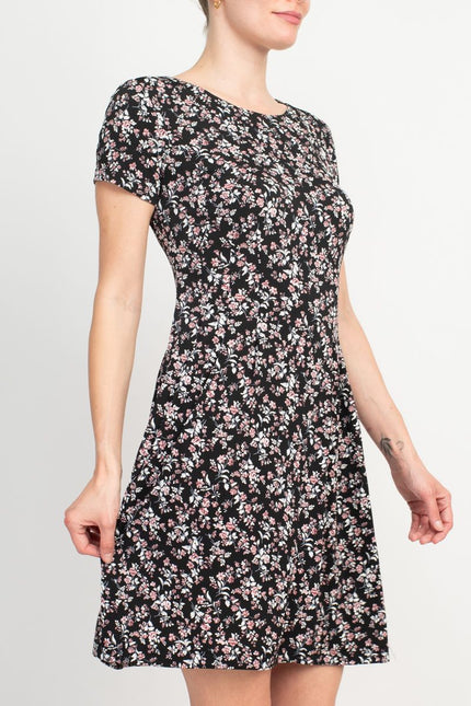 Connected Apparel Floral Soft Dress - Mauve Scuba Crepe by Curated Brands