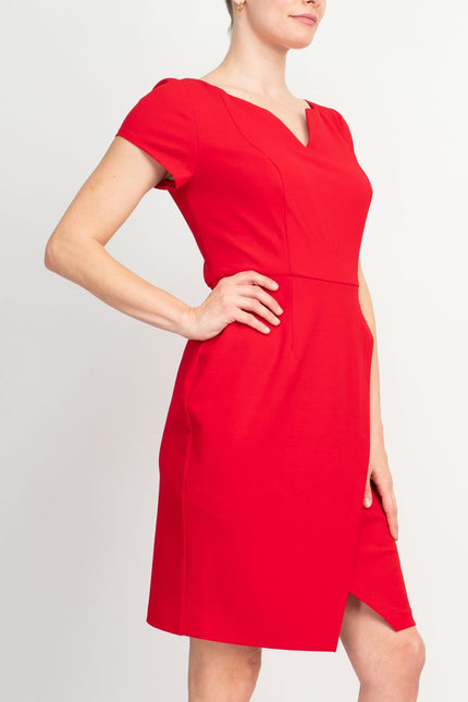 Connected Apparel Matte Jersey Sheath Dress - Apple Red by Curated Brands