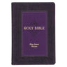 KJV Study Bible, Large Print King James Version Holy Bible, Thumb Tabs, Ribbons, Faux Leather Purple Two-Tone Debossed