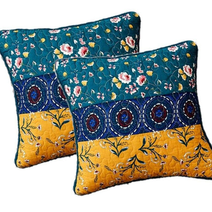 DaDa Bedding Set of 2 Bohemian Patchwork WildFlowers Floral Gardenia Throw Pillow Covers, 18" x 18" (JHW886) by DaDa Bedding Collection