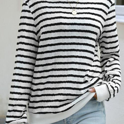 Striped Round Neck Long Sleeve Top