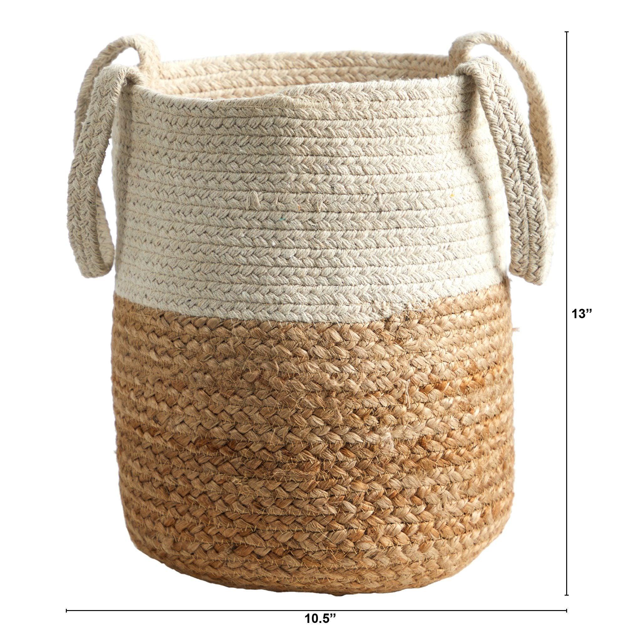 12.5” Handmade Natural Jute and Cotton Planter by Nearly Natural - Vysn