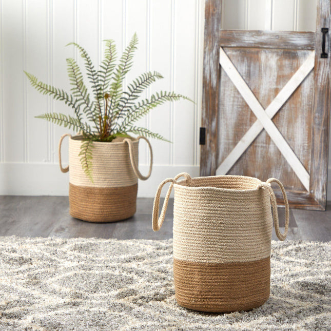 12” Handmade Natural Cotton Woven Planter by Nearly Natural - Vysn