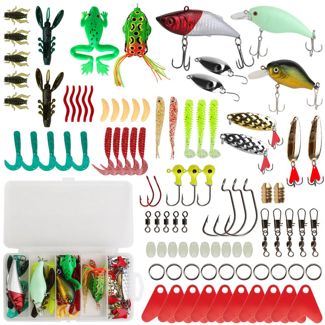 94Pcs Fishing Lures Kit Soft Plastic Fishing Baits Set with Soft Worms Frog Crankbaits Tackle Box for Freshwater and Saltwater to Bait Bass Trout Salm - Multi