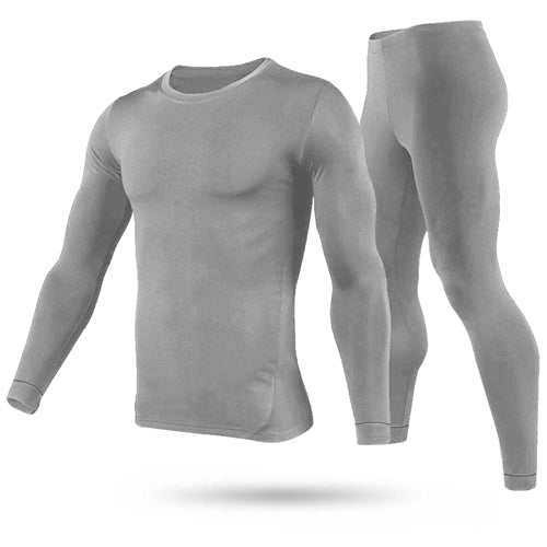 Men Thermal Underwear Set Long Johns Pants Long Sleeve Soft Underwear Kit Top Bottom Winter Sports Suits - Gray - Large