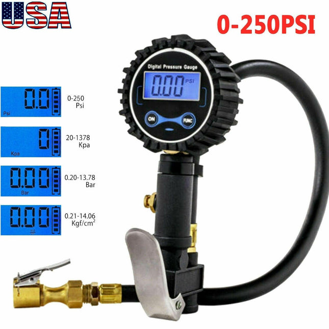 250 PSI Digital Tire Inflator with Pressure Gauge Air Chuck For Truck Car Bike by Plugsus Home Furniture - Vysn