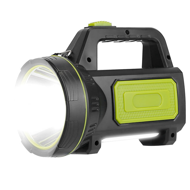 100000LM Super Bright LED Searchlight Portable Rechargeable Handheld Flashlight Waterproof Main Side Emergency Spotlight Camping Lantern - Black