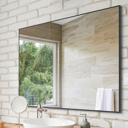 36" x 24" Modern Black Bathroom Mirror with Aluminum Frame by Blak Hom - Vysn