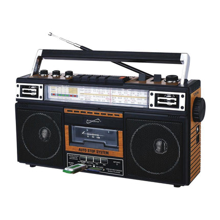 4 Band Radio & Cassette Player + Cassette To Mp3 Converter & Bluetooth - Brown - VYSN
