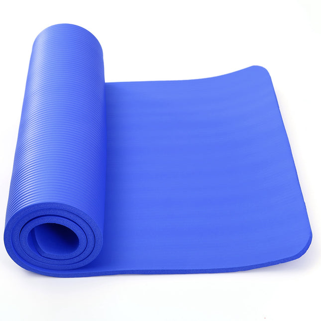 0.6-inch Thick Yoga Mat Anti-Tear High Density NBR Exercise Mat Anti-Slip Fitness Mat for Pilates Workout Cushion w/Carrying Strap Storage Bag - Blue