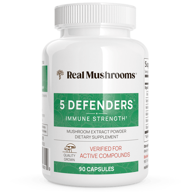 5 Defenders Organic Mushroom Blend Capsules by Real Mushrooms - Vysn