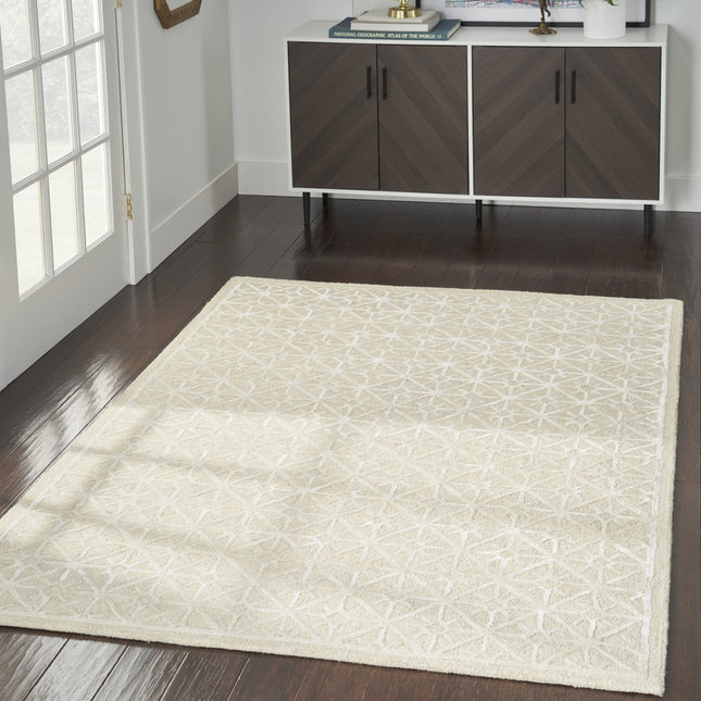 5' x 7' Brown and Ivory Geometric Hand Tufted Area Rug