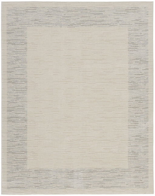 8' x 10' Ivory and Gray Abstract Power Loom Area Rug