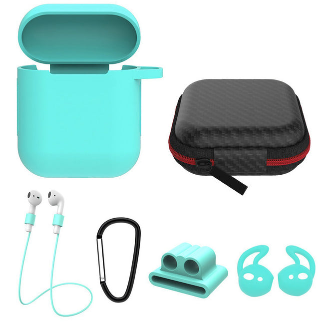 Silicone Case for Apple AirPod 1 2 AirPods Protective Cover Skin w/Strap Ear Hooks Watch Band Holder - Green