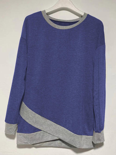 Contrast Boat Neck Long Sleeve T-Shirt
