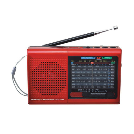 9 Band Radio With Bluetooth - Red - VYSN
