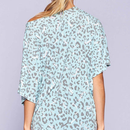 Leopard And Letter Printed Knit Top