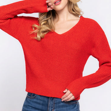 Dolman Slv Strappy Open Back Sweater