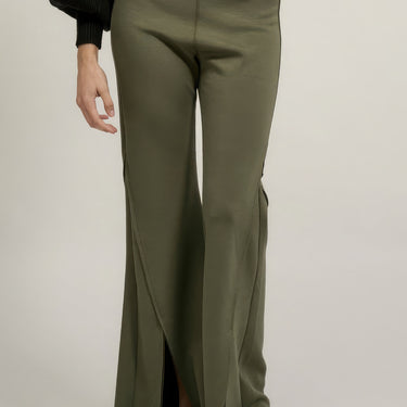 Solid Raw Edge Expose Seam Flare Pants