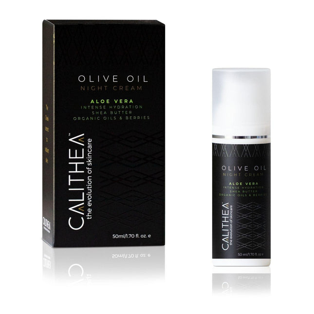 Olive Oil & Aloe Vera Night Cream - Intense Hydration Shea Butter w/ Organic Oils & Berries - 50mL - Vysn