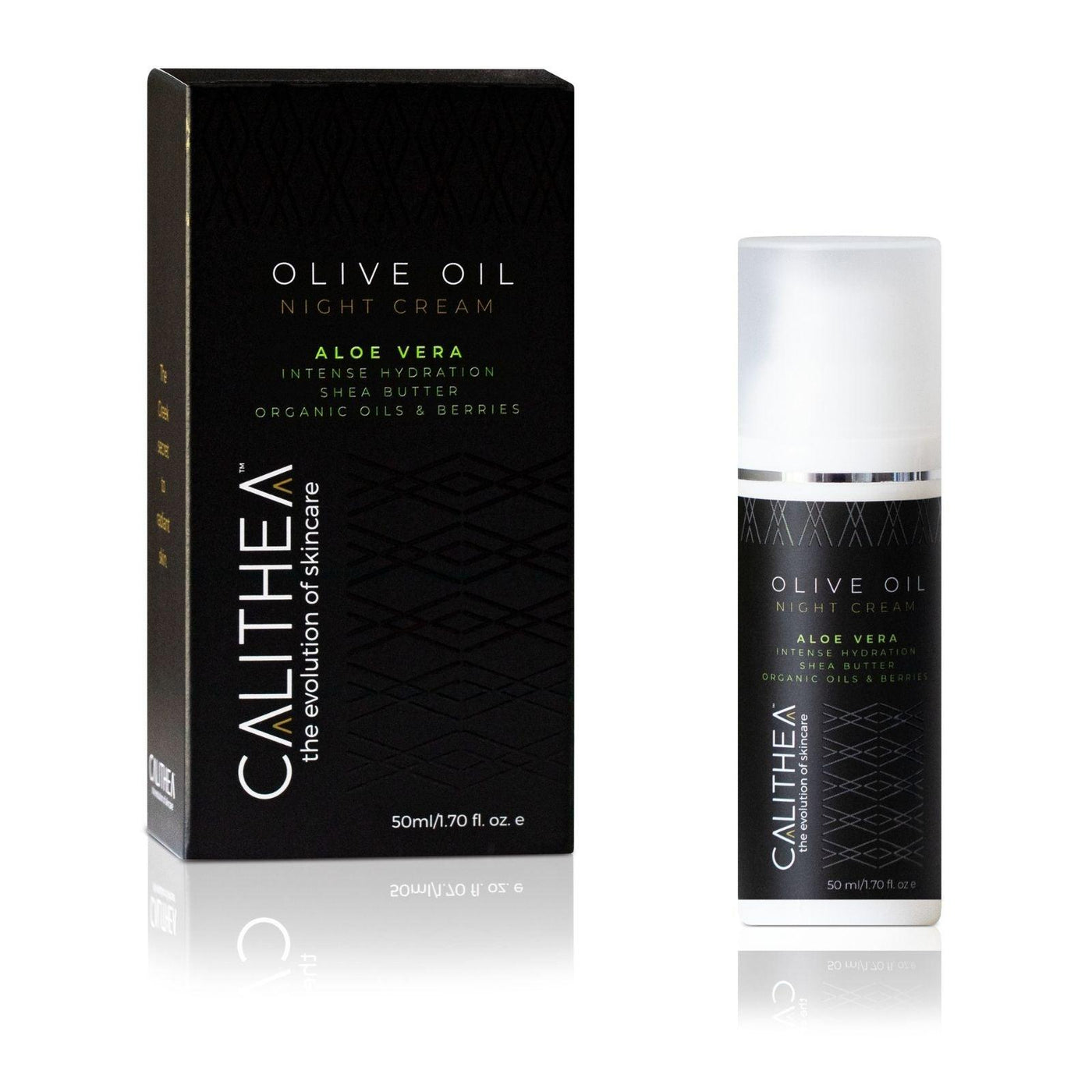 Olive Oil & Aloe Vera Night Cream - Intense Hydration Shea Butter w/ Organic Oils & Berries - 50mL