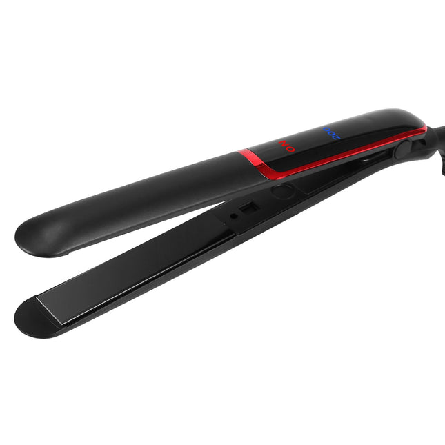 2-in-1 Hair Straightener/Curling Iron | Ceramic Plate | LCD Display | Temperature Adjust | Glove - Black