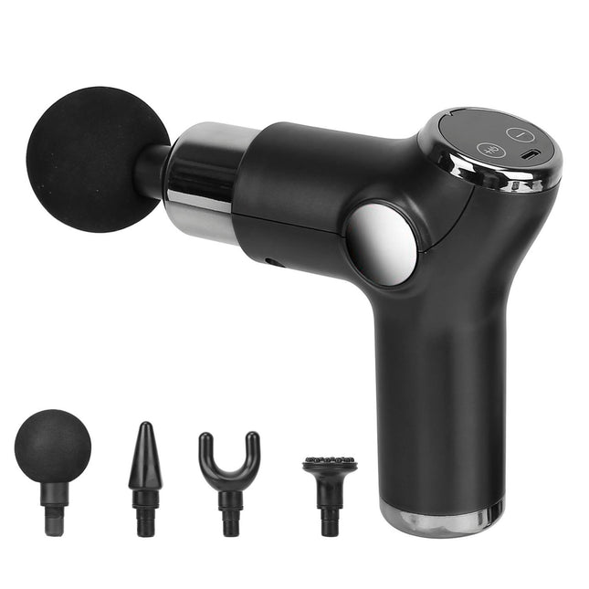 32 Intensity Massage Gun with 4 Heads - Deep Tissue Muscle Relaxation - Black