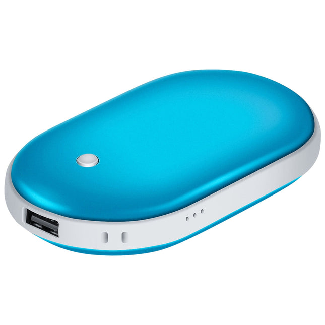 5000mAh Portable Hand Warmer & Power Bank - Rechargeable, Double-Sided Heating, Pocket Size - Blue