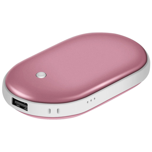 5000mAh Portable Hand Warmer & Power Bank - Rechargeable, Double-Sided Heating, Pocket Size - Rose Gold