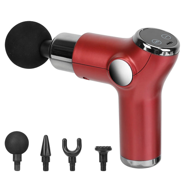 32 Intensity Massage Gun with 4 Heads - Deep Tissue Muscle Relaxation - Red